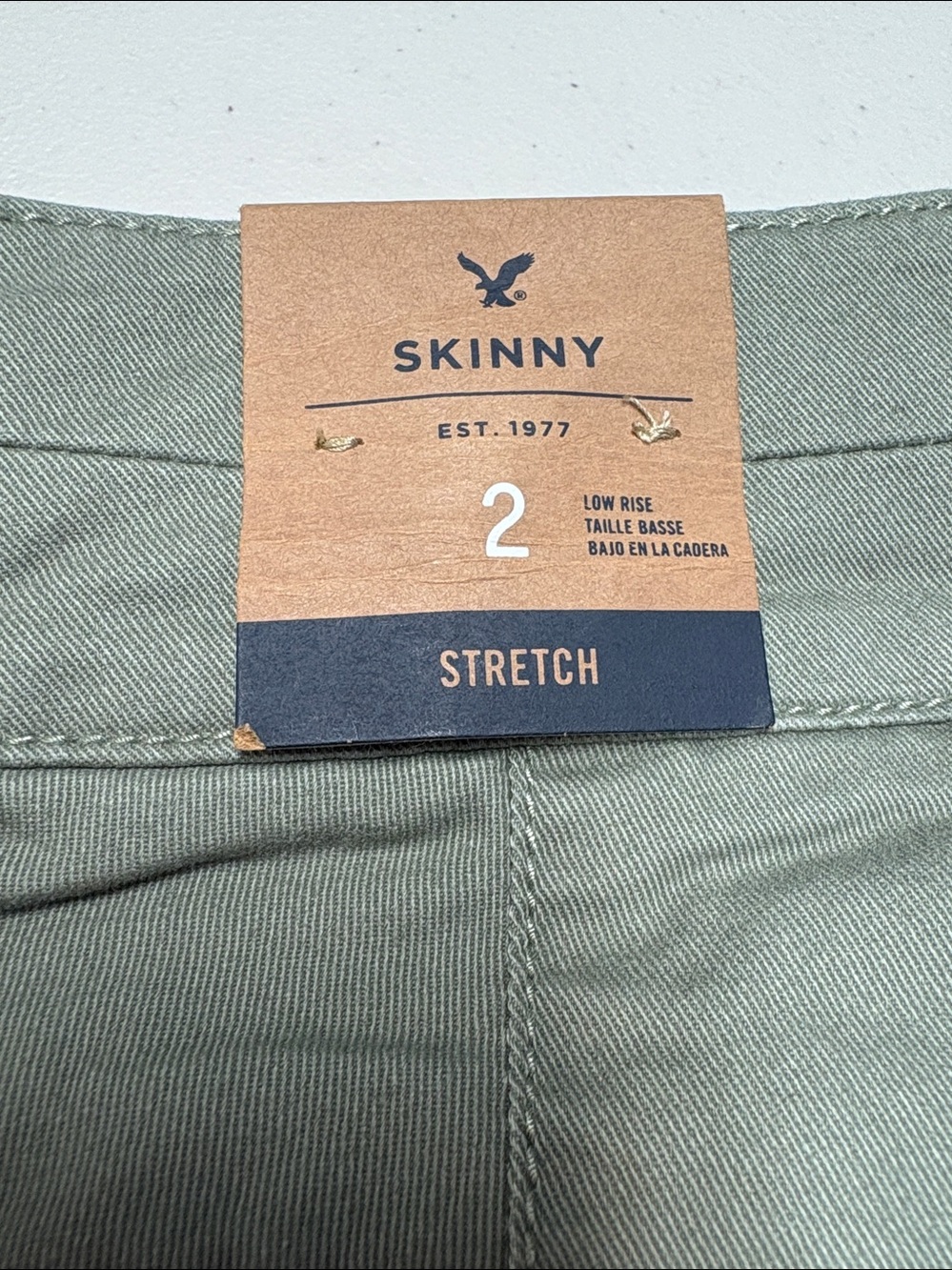 Skinny Stretch Chino Green Pants Sz 2 - Picture 2 of 9